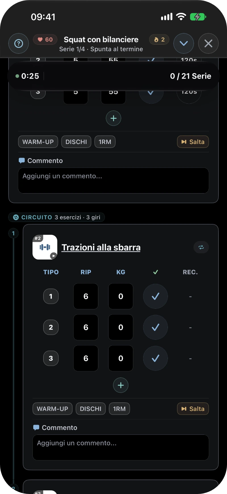 GymTracker: un blocco circuito con le stazioni numerate