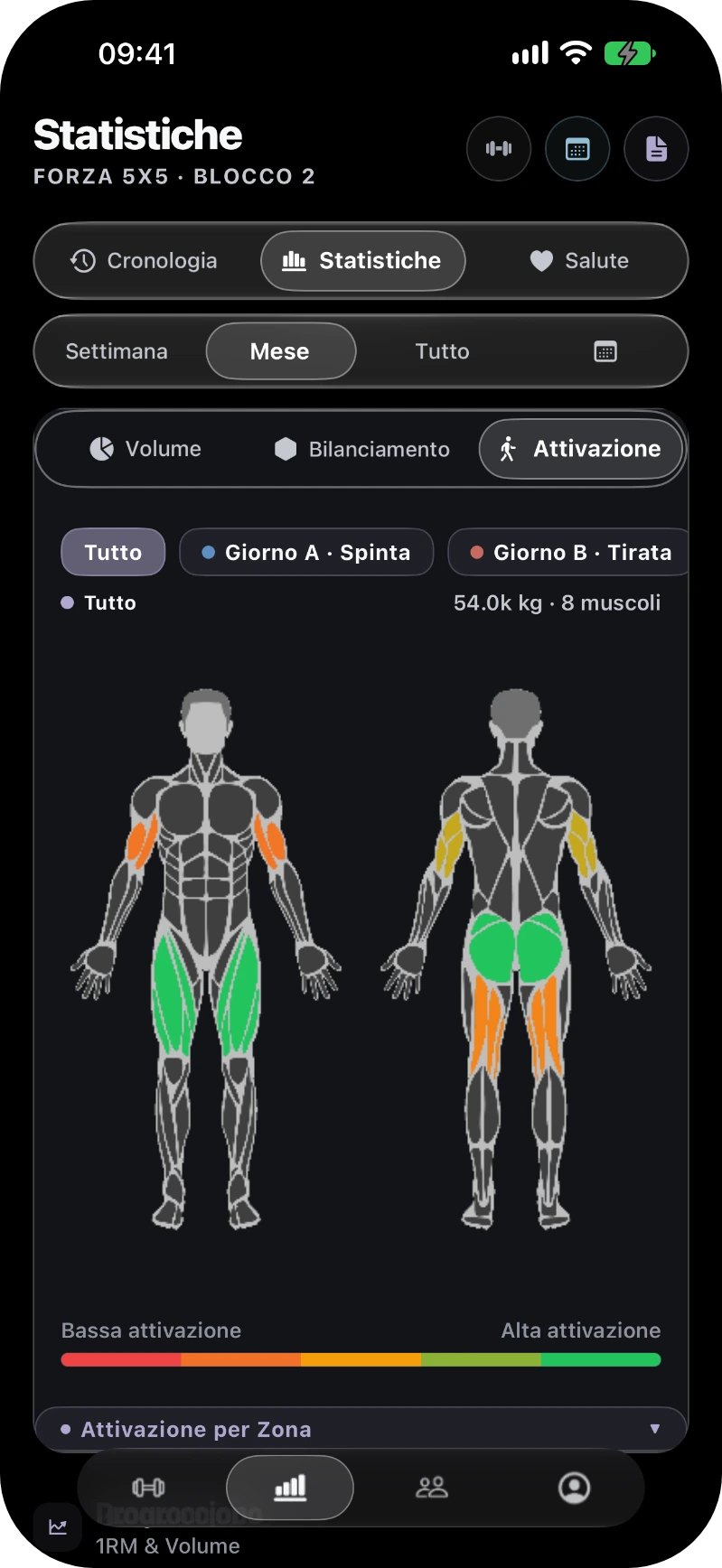 GymTracker: la mappa del corpo colorata per attivazione muscolare